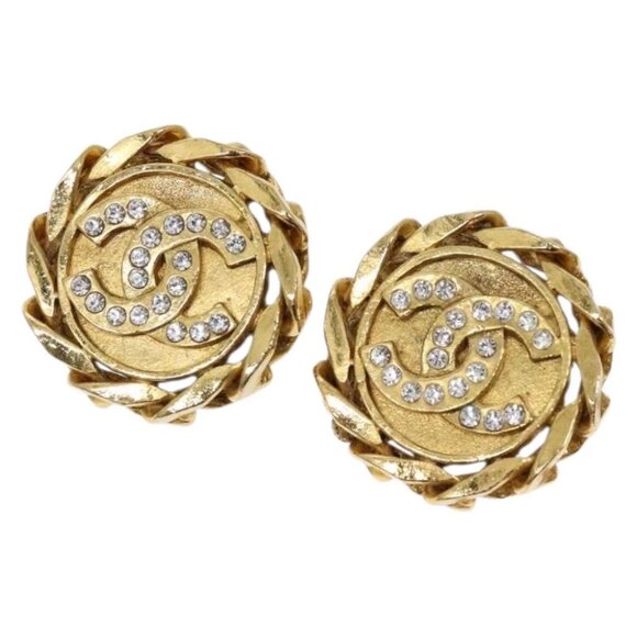 CHANEL COCO Mark Earring metal Gold CC Auth - Picture 1 of 10